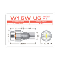 LED лампа AMS ULTIMATE W16W U6 T15 5500K